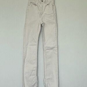 Zara Women's High Rise‎ Jeans - Cream With Slits Size 2